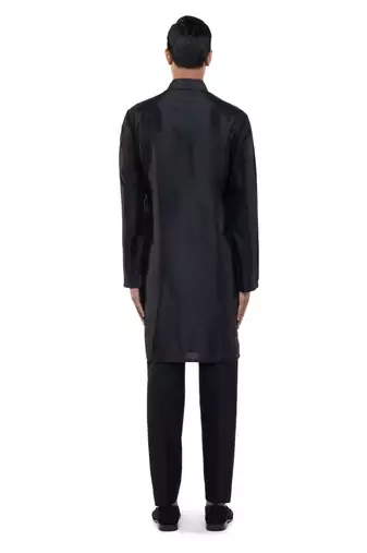 Black plain silk kurta set