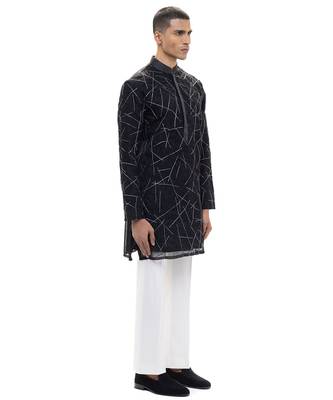 Black embroidered organza kurta set 3