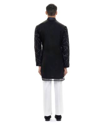 Black embroidered organza kurta set 4