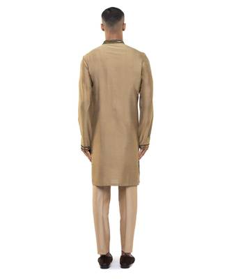 Gold embroidered silk kurta set 4