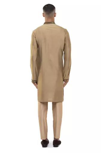 Gold embroidered silk kurta set