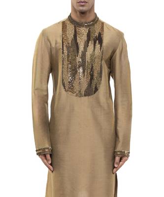 Gold embroidered silk kurta set 5