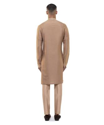 Brown embroidered silk kurta set 4