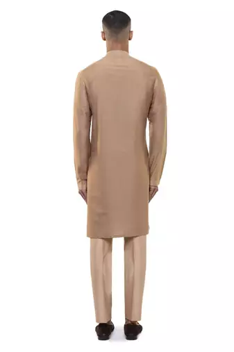 Brown embroidered silk kurta set