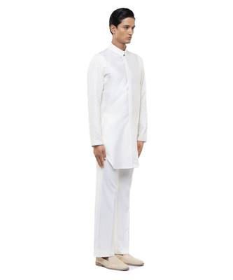 White embroidered silk kurta set 2