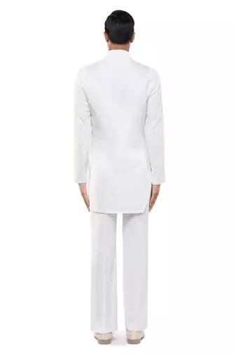 White embroidered silk kurta set
