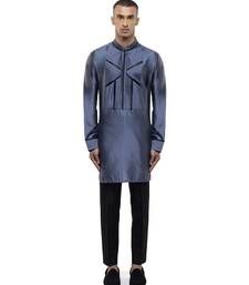 Grey plain silk kurta set