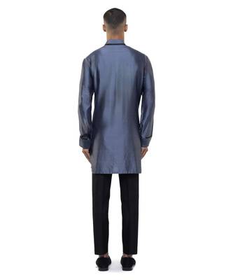 Grey plain silk kurta set 3