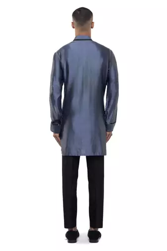 Grey plain silk kurta set