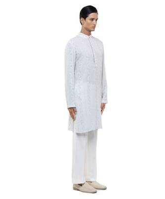 Blue embroidered georgette kurta set 3