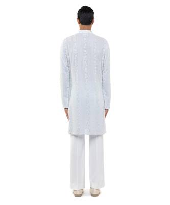 Blue embroidered georgette kurta set 4