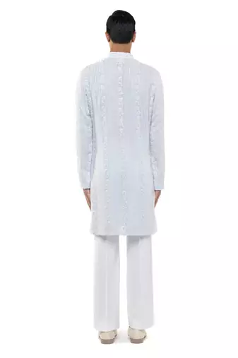 Blue embroidered georgette kurta set