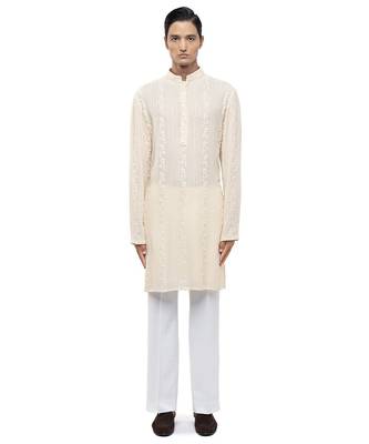 Yellow embroidered georgette kurta set 2