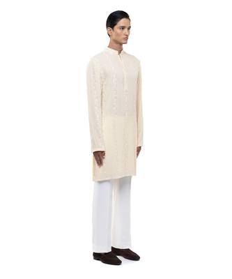 Yellow embroidered georgette kurta set 3