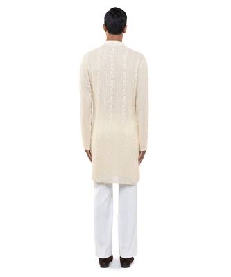 Yellow embroidered georgette kurta set 4