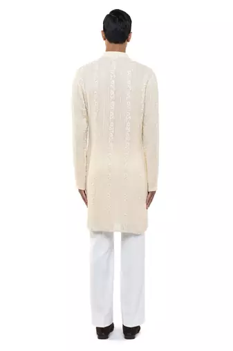 Yellow embroidered georgette kurta set