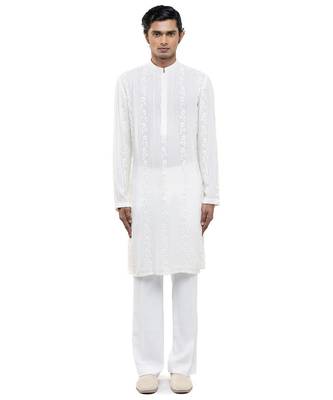 White embroidered georgette kurta set 2