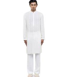 White embroidered georgette kurta set