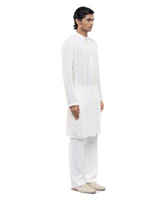 White embroidered georgette kurta set 3