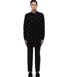 Black embroidered cotton kurta set