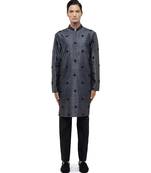 Grey embroidered silk kurta set