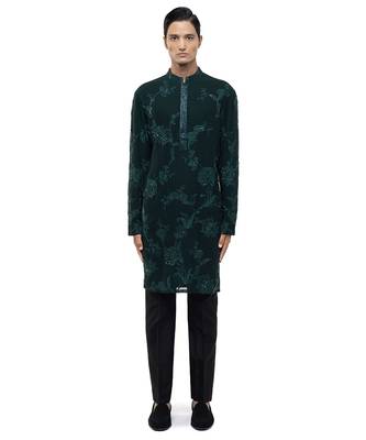 Green embroidered georgette kurta set 2