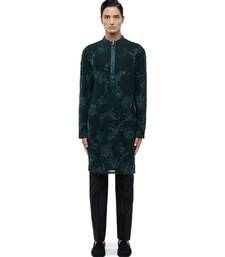 Green embroidered georgette kurta set