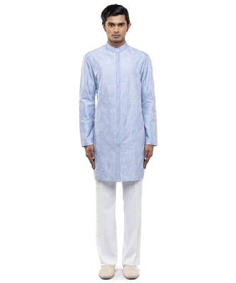 Blue embroidered silk kurta set 2