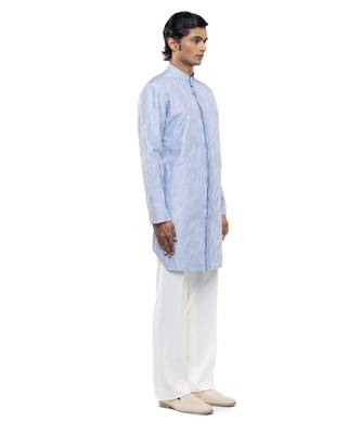 Blue embroidered silk kurta set 3