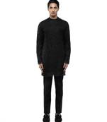 Black embroidered organza kurta set