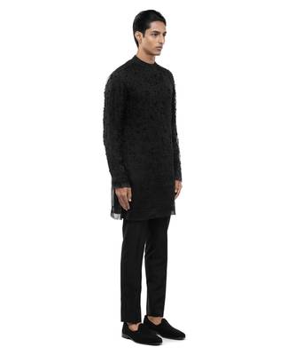 Black embroidered organza kurta set 2