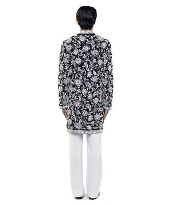Black embroidered silk kurta set 3