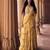 Yellow floral printed chiffon saree with belt