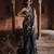 Navy blue floral printed georgette saree with jacket