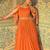 Orange embroidery ,sequins & moti georgette gown pant suit- free size stitched(size upto 42")