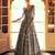 Grey embroidery  , sequins & moti georgette gown pant suit- free size stitched(size upto 42")