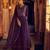 Purple embroidery  , sequins & moti georgette gown pant suit- free size stitched(size upto 42")