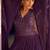 Purple embroidery  , sequins & moti georgette gown pant suit- free size stitched(size upto 42")