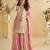 Pink zari embroidery , sequins , beads & printed chinnon straight sharara suit- free size stitched(size upto 42")