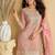 Pink zari embroidery , sequins , beads & printed chinnon straight sharara suit- free size stitched(size upto 42")