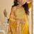 Mustard zari embroidery , sequins , beads & printed chinnon straight sharara suit- free size stitched(size upto 42")