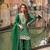Green zari embroidery  sequins & digital printed chinnon silk straight palazzo suit- free size stitched(size upto 42")