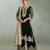 Black zari embroidery , sequins chinnon silk straight pant suit- free size stitched(size upto 42")