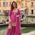Pink zari embroidery  sequins & digital printed chinnon silk straight palazzo suit- free size stitched(size upto 42")