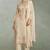 Beige zari embroidery , sequins chinnon silk straight pant suit- free size stitched(size upto 42")