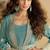 Light blue zari embroidery , sequins  chinnon anarkali gown pant suit- free size stitched(size upto 42")