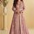 pink zari embroidery , sequins  chinnon anarkali gown pant suit- free size stitched(size upto 42")