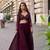 Wine chinnon silk kaftan gharara suit with embroidery, sequins, mirror, gota & tassel work, free size stitched up to 42"