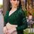 Green chinnon silk kaftan gharara suit with embroidery, sequins, mirror, gota & tassel work, free size fits up to 42"