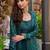 Bottle green chinnon  kaftan gharara suit with embroidery, sequins, mirror, gota & tassel work, free size up to 42"